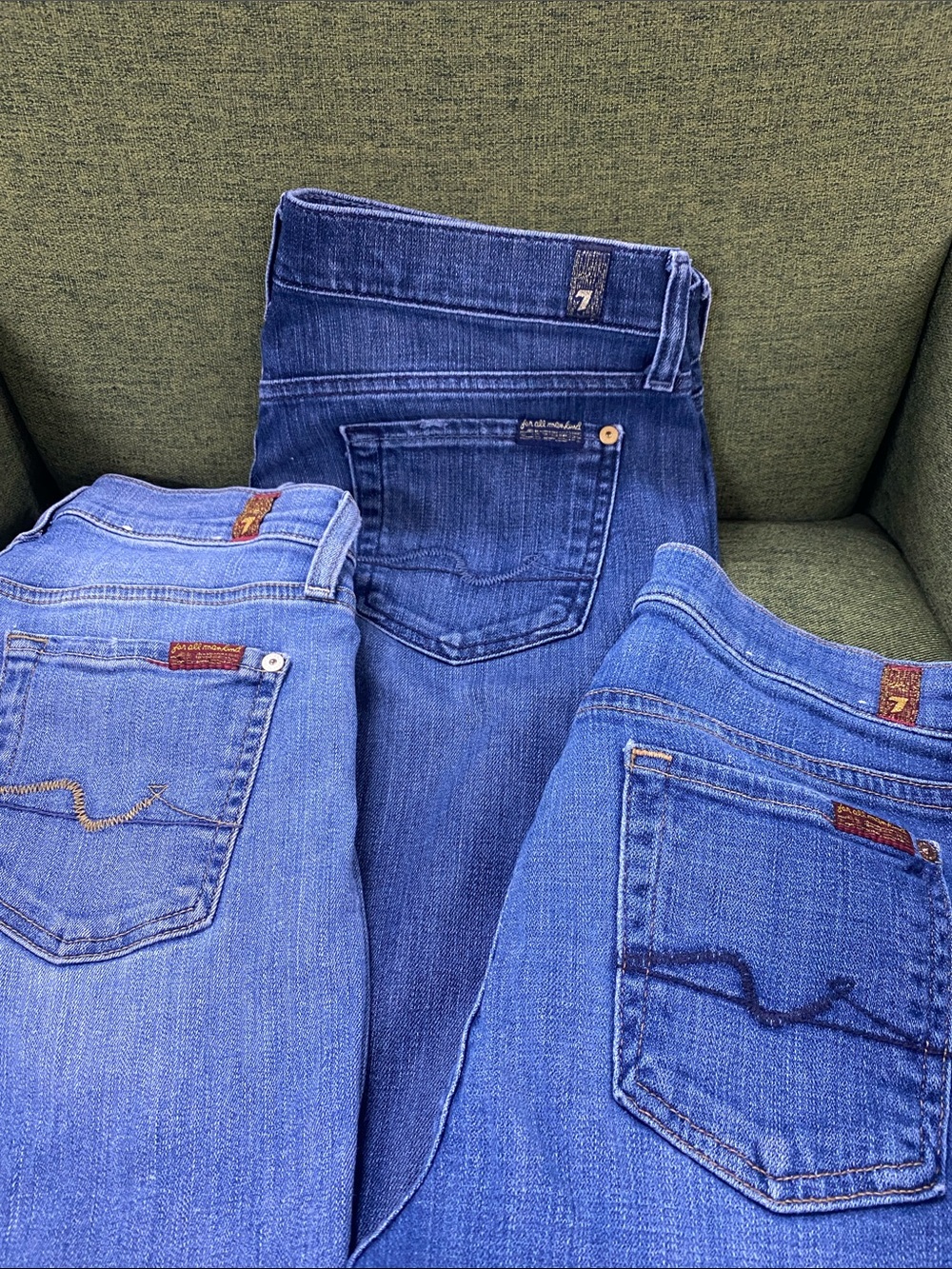 7 For All Mankind sz 26 Three Blue Denim Jeans Bundle